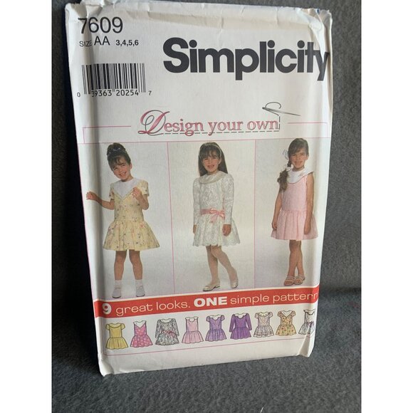 Simplicity Girls Dress Sewing Pattern Sz 3-6 7609 - Uncut - Picture 3 of 9